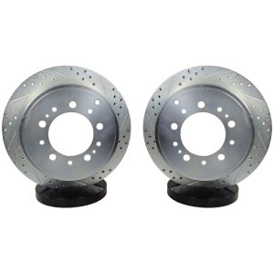 Toyota Tundra Brake Rotors (2) - Rear - Baer Brakes - Claw Performance, Slotted/Drilled - Zinc-Plated - `07-`21